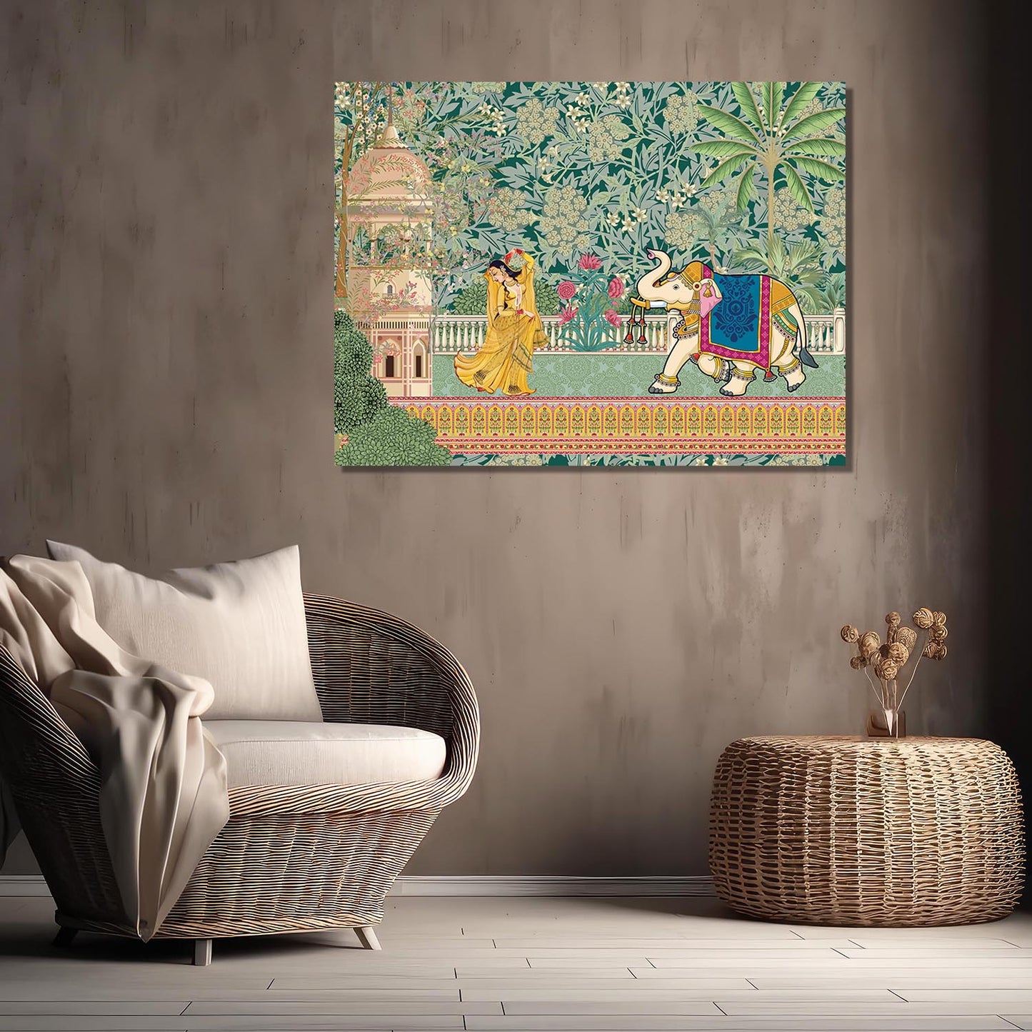 Traditional Indian Pichwai Art Canvas Print for Living Room Hotel Home Wall Decor