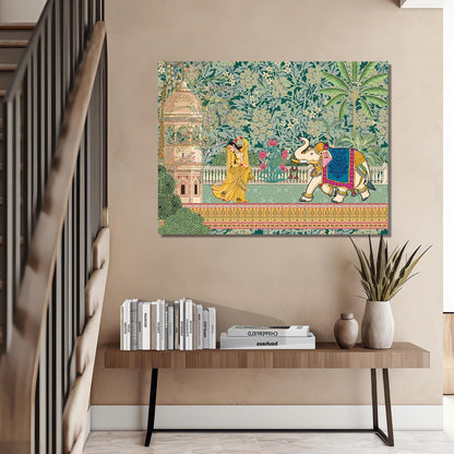 Traditional Indian Pichwai Art Canvas Print for Living Room Hotel Home Wall Decor