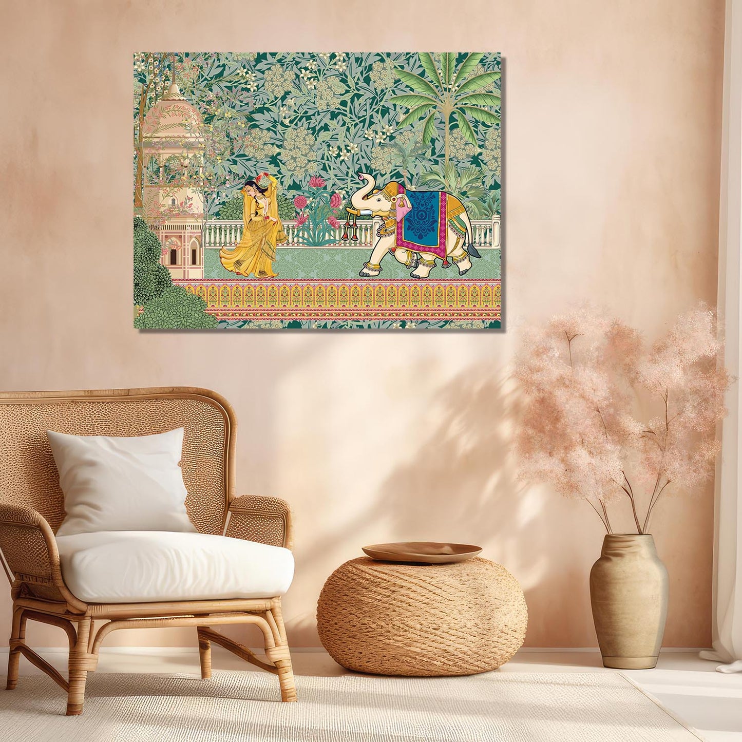 Traditional Indian Pichwai Art Canvas Print for Living Room Hotel Home Wall Decor