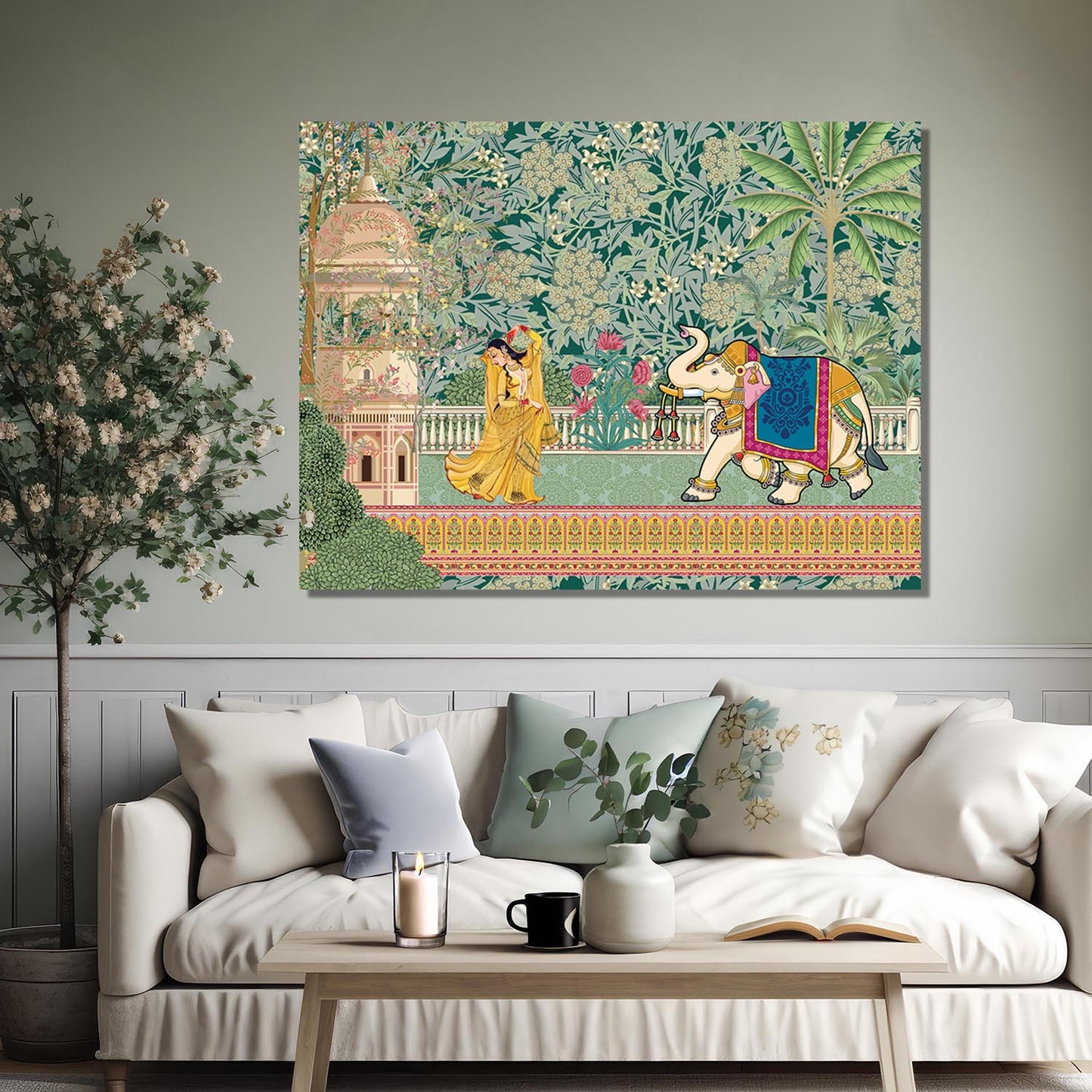 Traditional Indian Pichwai Art Canvas Print for Living Room Hotel Home Wall Decor