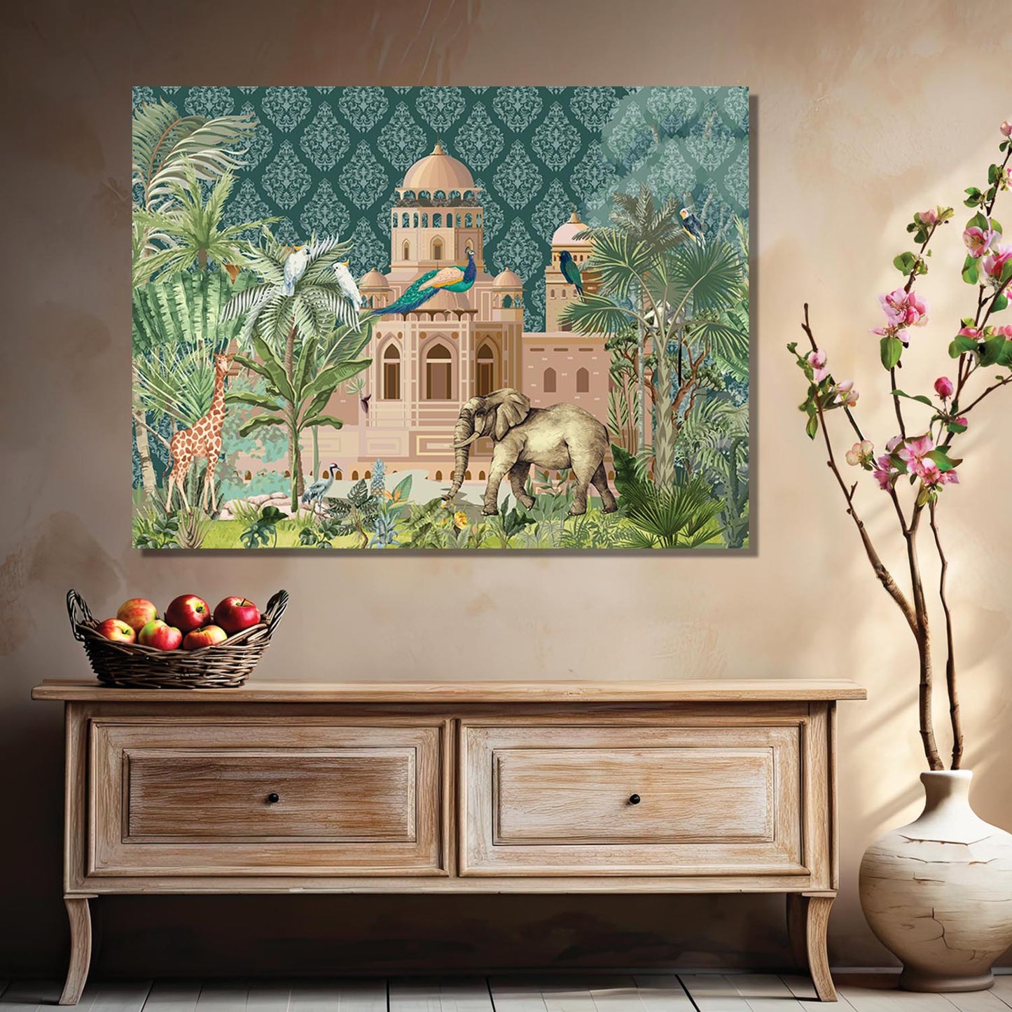 Traditional Indian Pichwai Art Canvas Print for Living Room Hotel & Home Wall Decoration