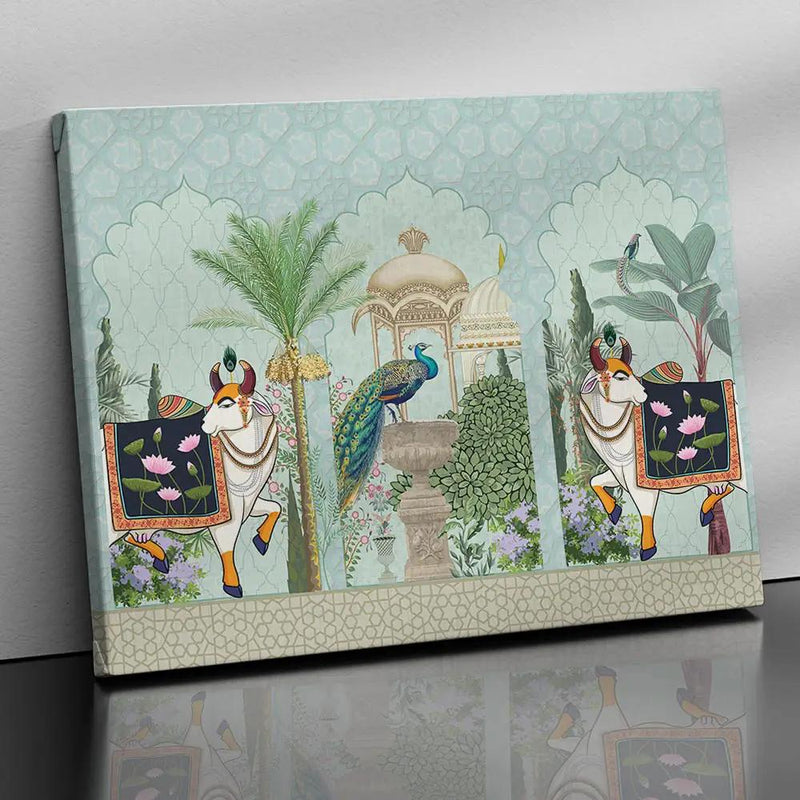 Traditional Indian Pichwai Art Canvas Print for Living Room Hotel & Home Wall Decoration