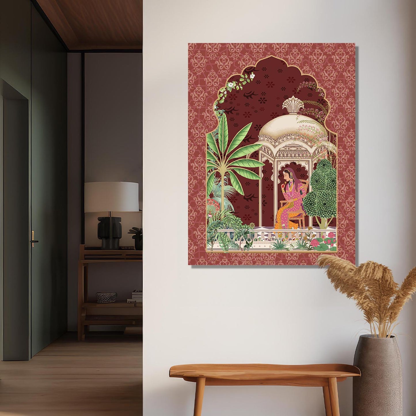 Traditional Indian Pichwai Art Canvas Print for Living Room Hotel & Home Wall Decoration