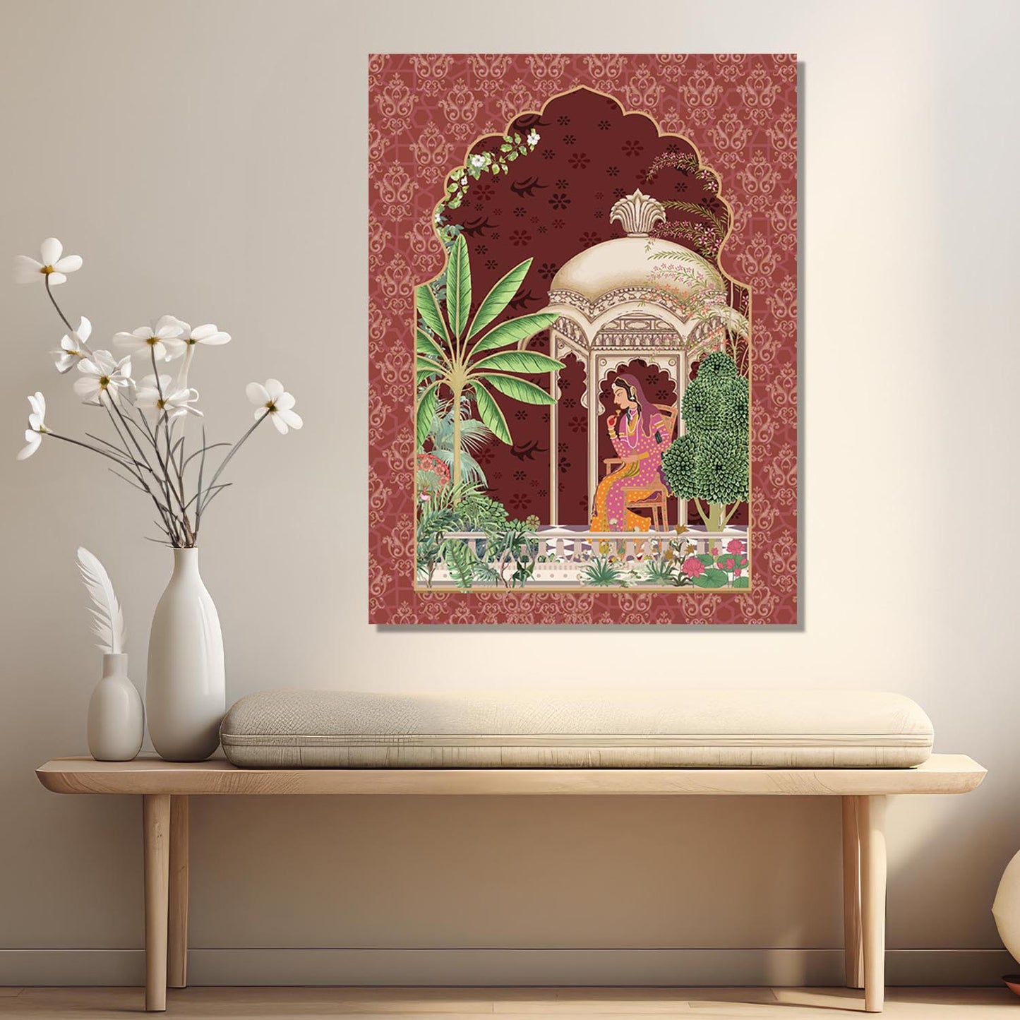 Traditional Indian Pichwai Art Canvas Print for Living Room Hotel & Home Wall Decoration