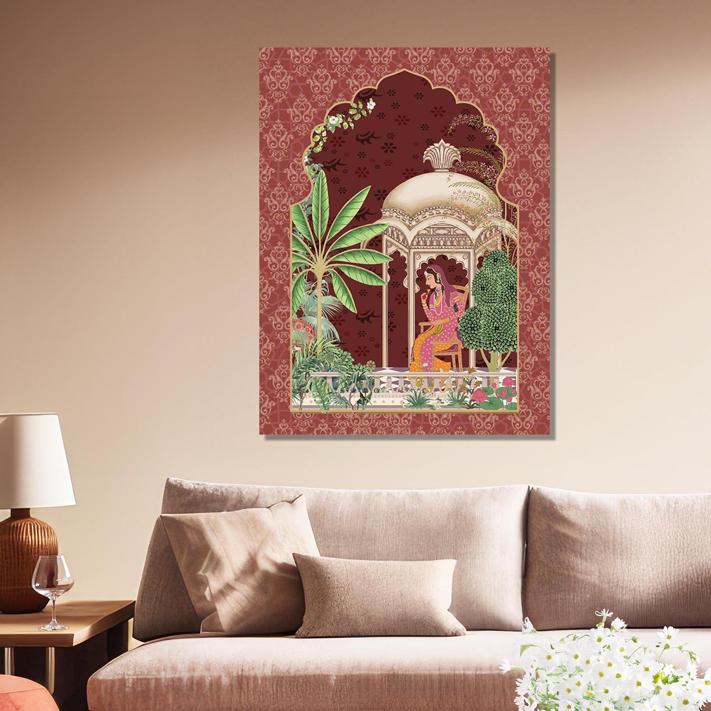 Traditional Indian Pichwai Art Canvas Print for Living Room Hotel & Home Wall Decoration