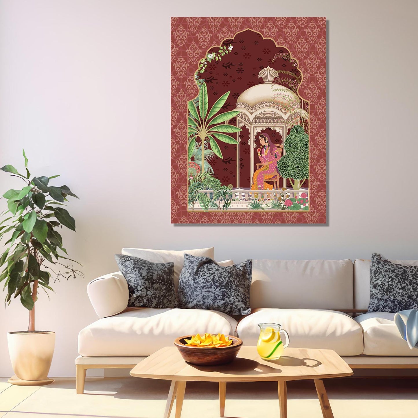 Traditional Indian Pichwai Art Canvas Print for Living Room Hotel & Home Wall Decoration