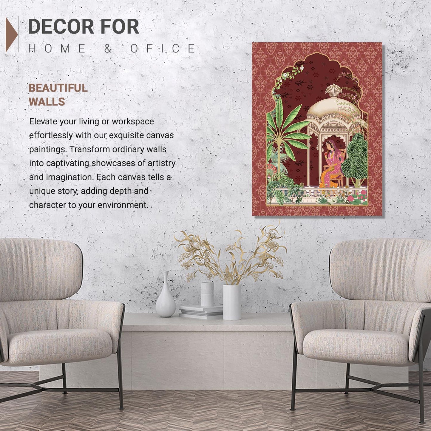 Traditional Indian Pichwai Art Canvas Print for Living Room Hotel & Home Wall Decoration