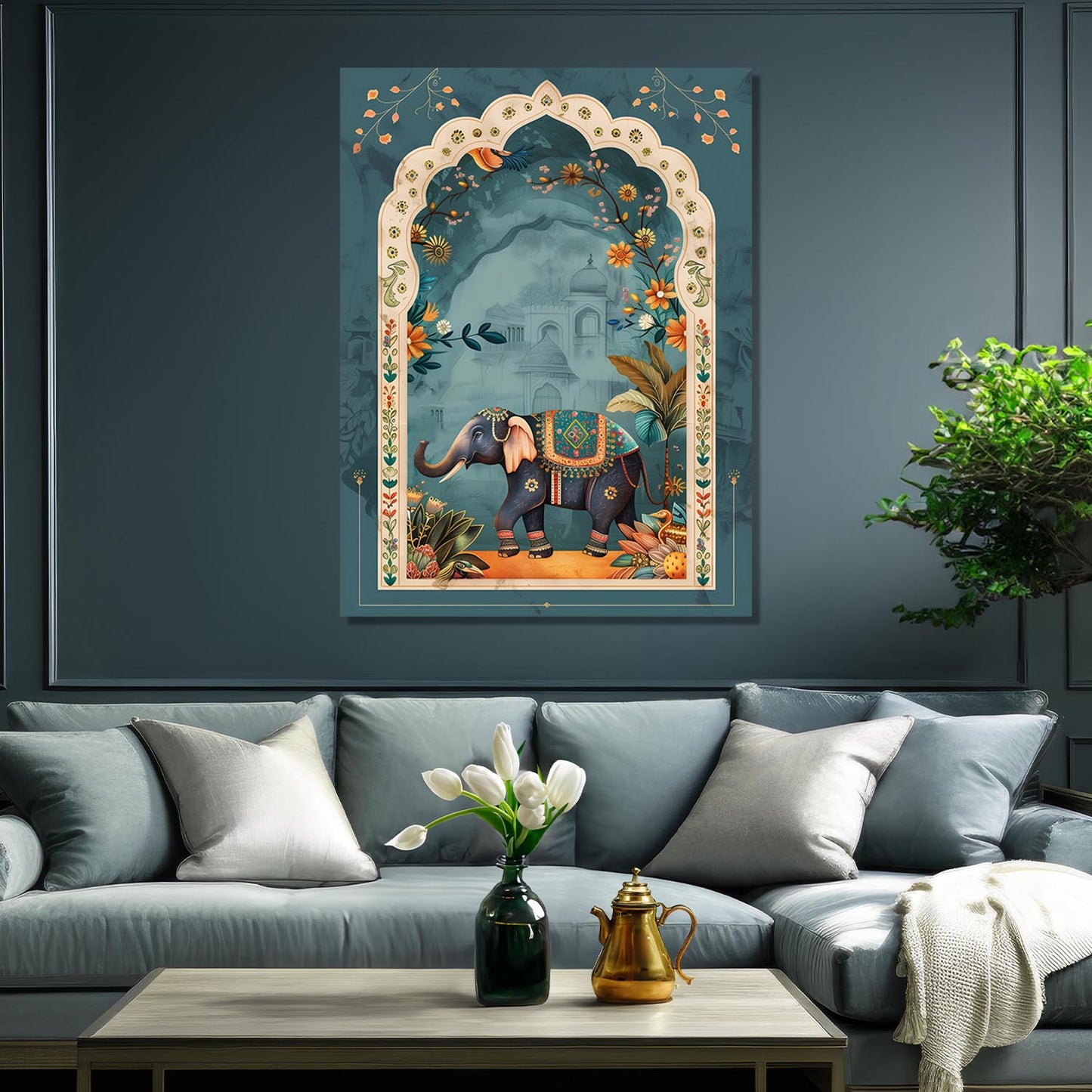 Traditional Indian Pichwai Art Canvas Print for Living Room Hotel & Home Wall Decoration