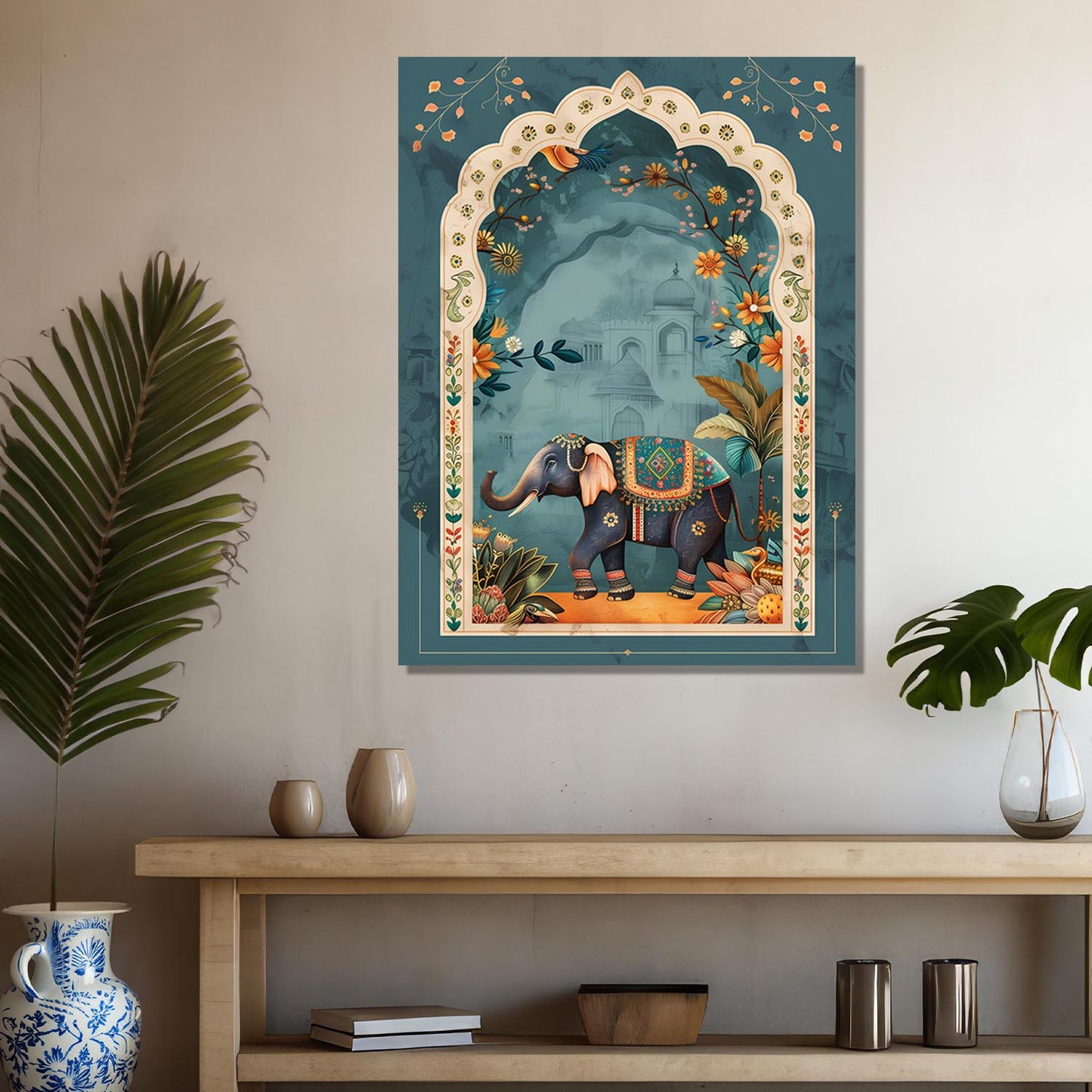 Traditional Indian Pichwai Art Canvas Print for Living Room Hotel & Home Wall Decoration