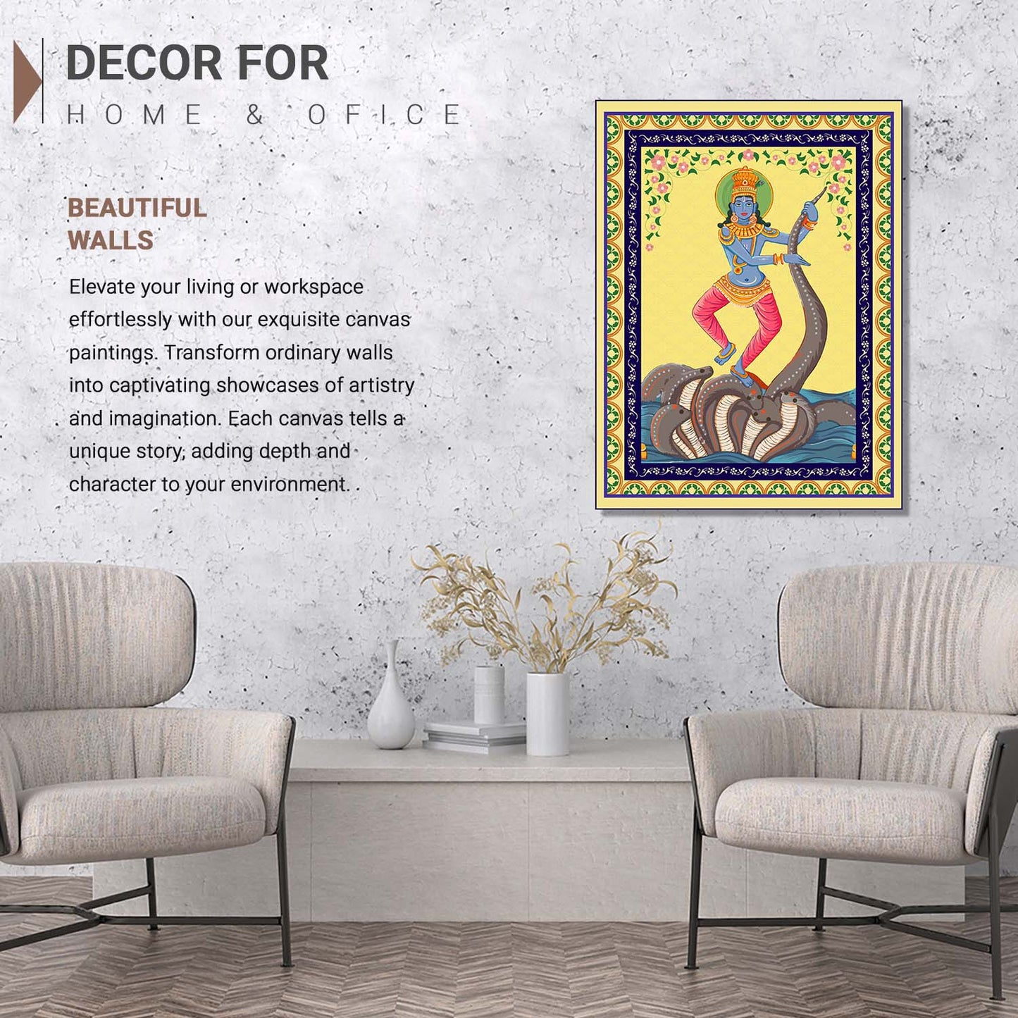 Pattachitra Wall Art For Home Décor Canvas Painting Religious Wall Décor