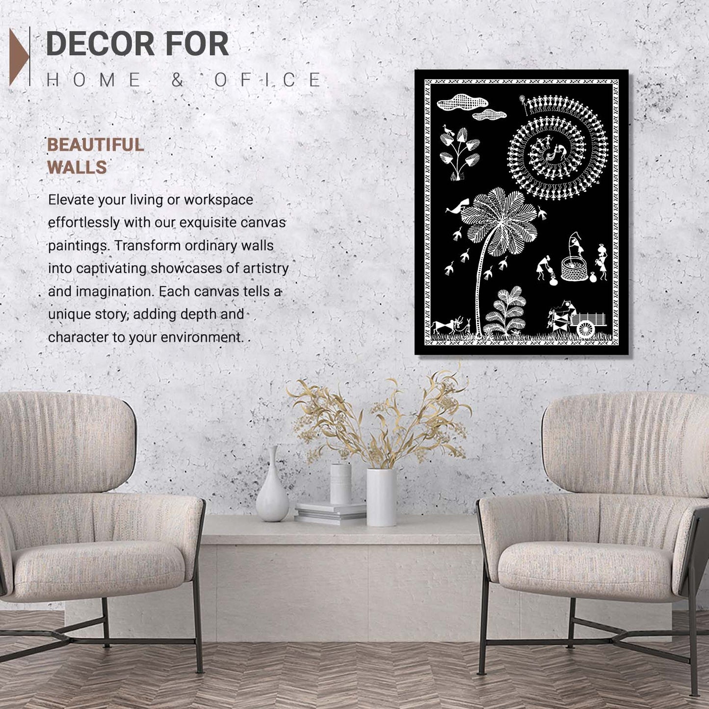 Warli Wall Art For Home Décor Canvas Painting Wall Décor