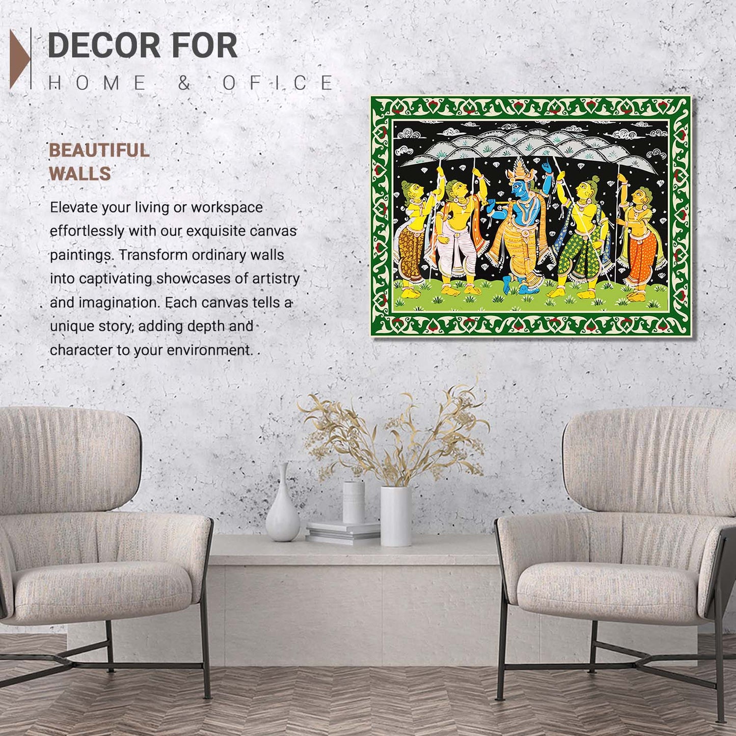 Pattachitra Wall Art For Home Décor Canvas Painting Religious Wall Décor