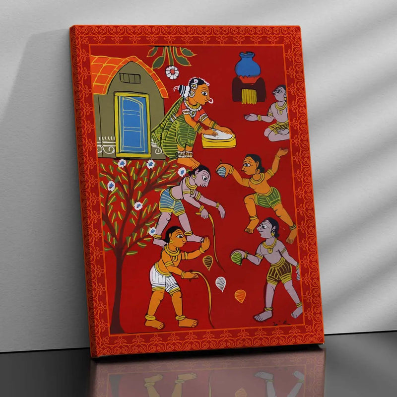 Traditional Inidan Folk Art -  Cheriyal scroll Canvas Art Prints For Home Decor Wall Decor