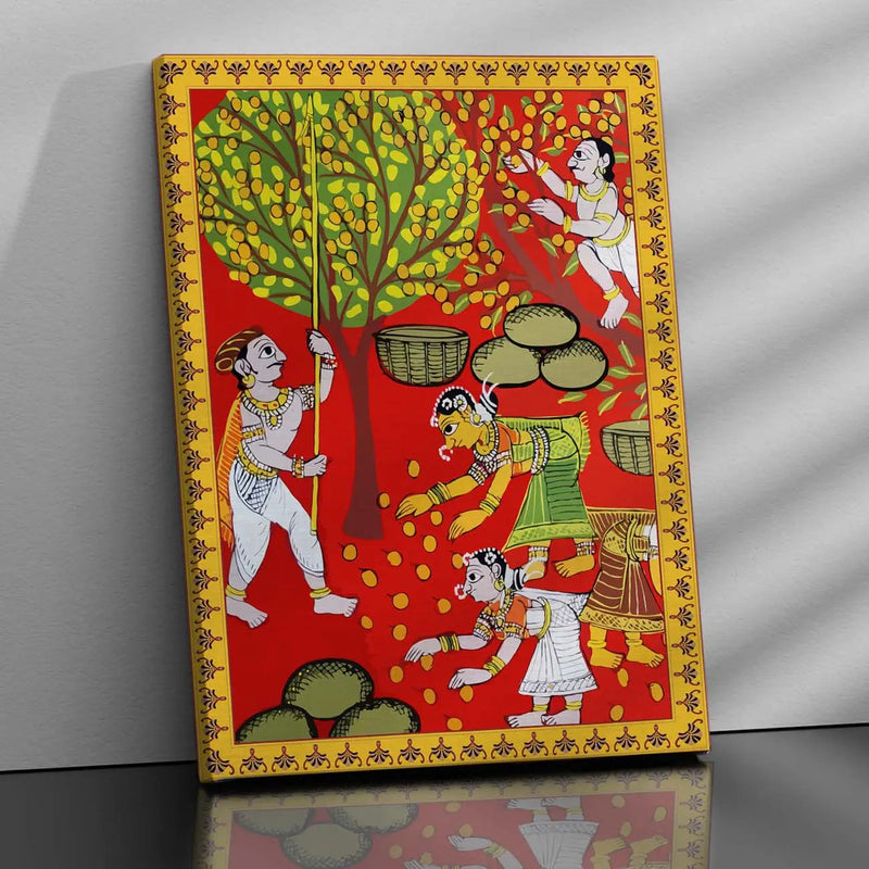 Traditional Inidan Folk Art -  Cheriyal scroll Canvas Art Prints For Home Decor Wall Decor