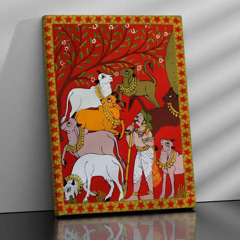 Traditional Inidan Folk Art -  Cheriyal scroll Canvas Art Prints For Home Decor Wall Decor