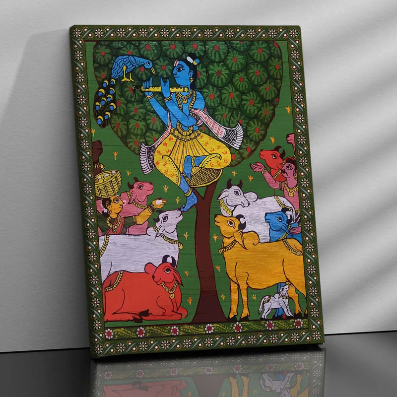 Traditional Inidan Folk Art -  Cheriyal scroll Canvas Art Prints For Home Decor Wall Decor