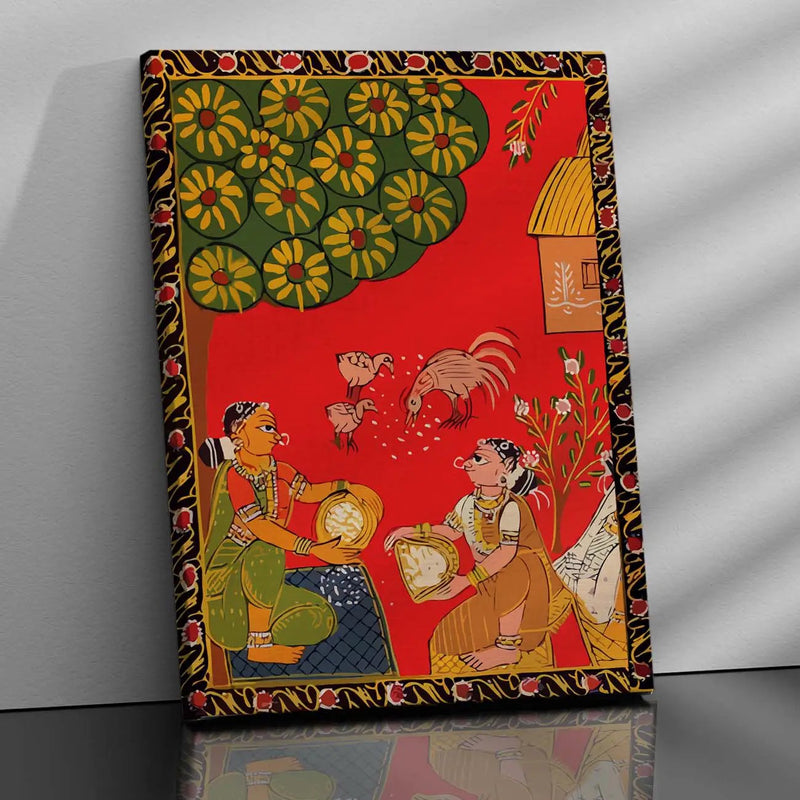 Traditional Inidan Folk Art -  Cheriyal scroll Canvas Art Prints For Home Decor Wall Decor