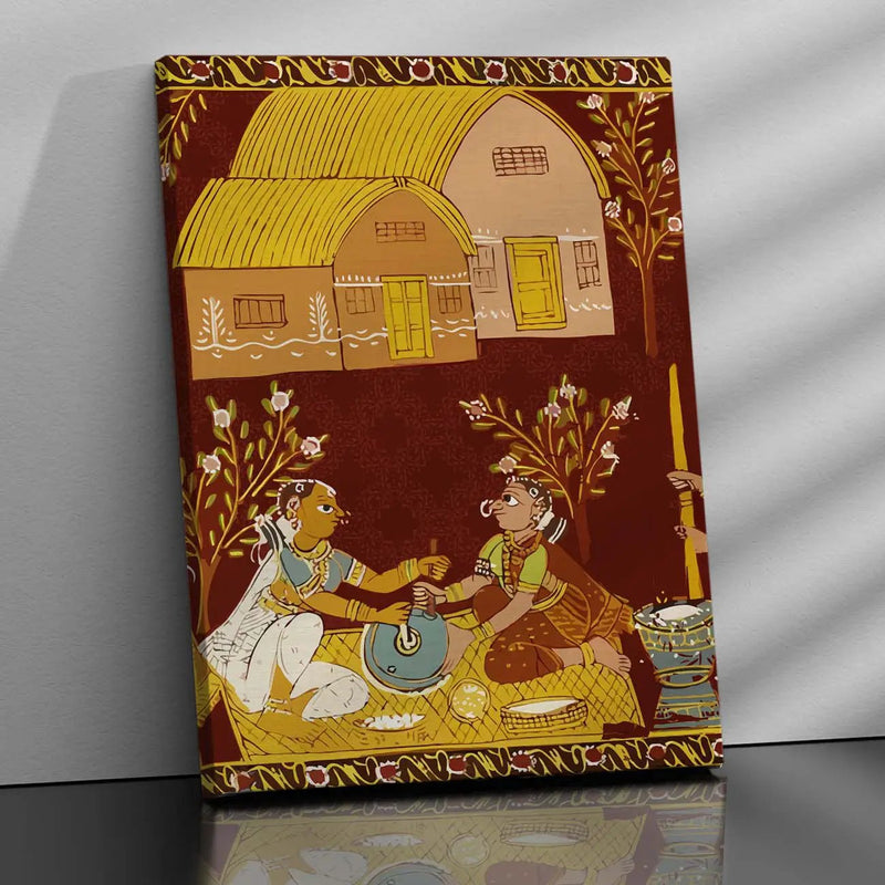 Traditional Inidan Folk Art -  Cheriyal scroll Canvas Art Prints For Home Decor Wall Decor