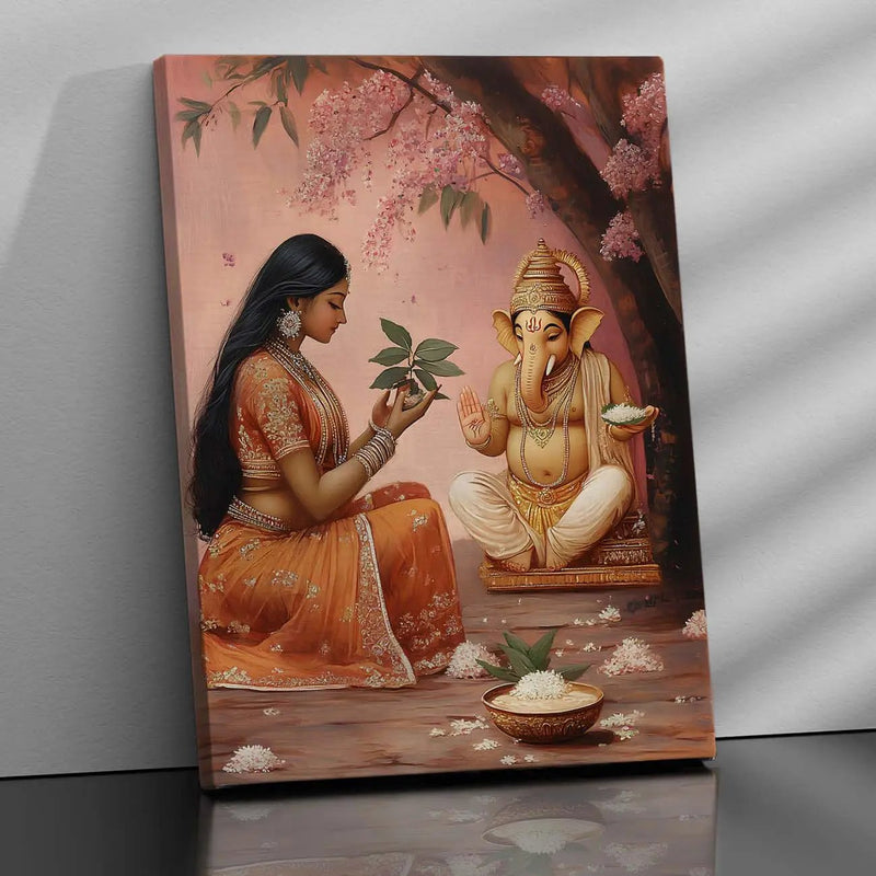 Traditional Inidan Folk Art -  Kangra Art Canvas Prints For Home Decor Wall Decor