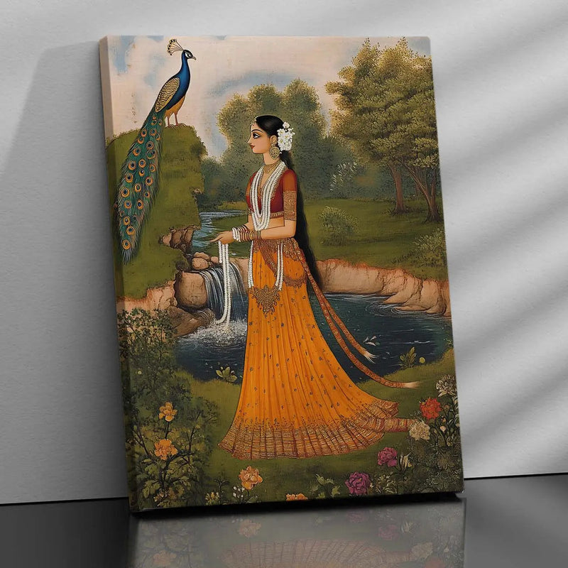 Traditional Inidan Folk Art -  Kangra Art Canvas Prints For Home Decor Wall Decor