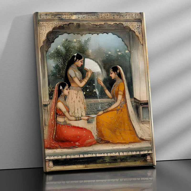 Traditional Inidan Folk Art -  Kangra Art Canvas Prints For Home Decor Wall Decor