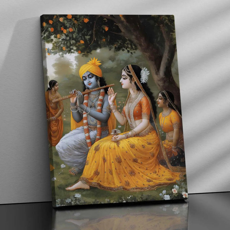 Traditional Inidan Folk Art -  Kangra Art Canvas Prints For Home Decor Wall Decor