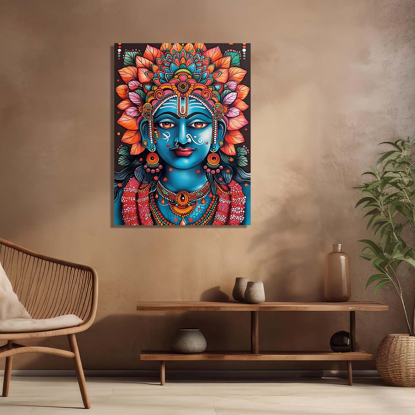 Traditional Inidan Folk Art -   Kerala Mural Canvas  Art Prints For Home Decor Wall Decor