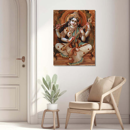 Traditional Inidan Folk Art -   Kerala Mural Canvas  Art Prints For Home Decor Wall Decor