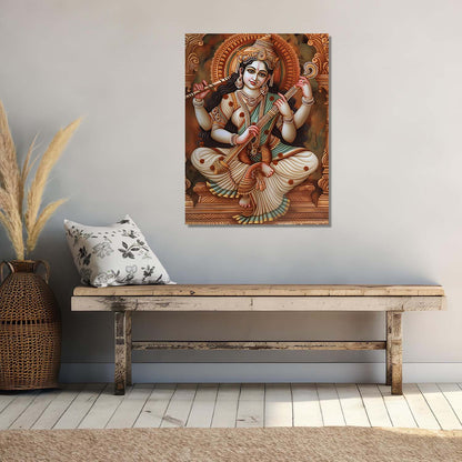 Traditional Inidan Folk Art -   Kerala Mural Canvas  Art Prints For Home Decor Wall Decor