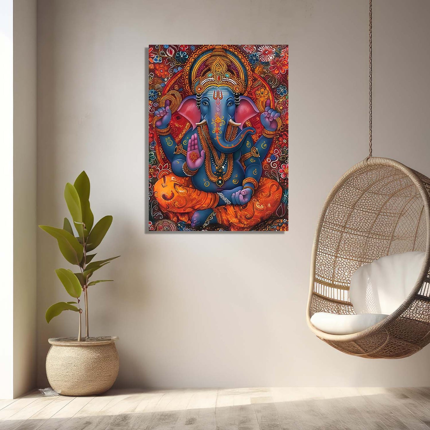 Traditional Inidan Folk Art -   Kerala Mural Canvas  Art Prints For Home Decor Wall Decor