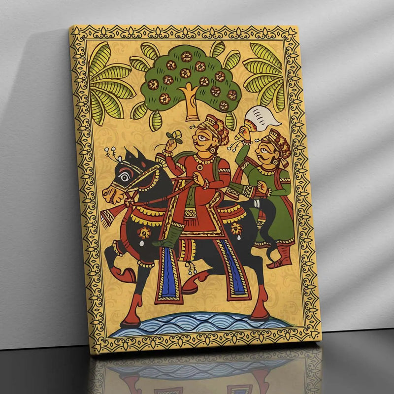Traditional Indian Rajasthani Folk Art - Phad Painting Canvas Art Prints For Home Decor Wall Decor