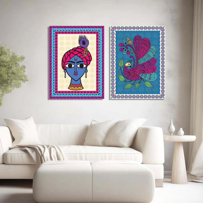 Traditional Indian Folk Art Gond Art Canvas Prints For Home Decor Wall Decor