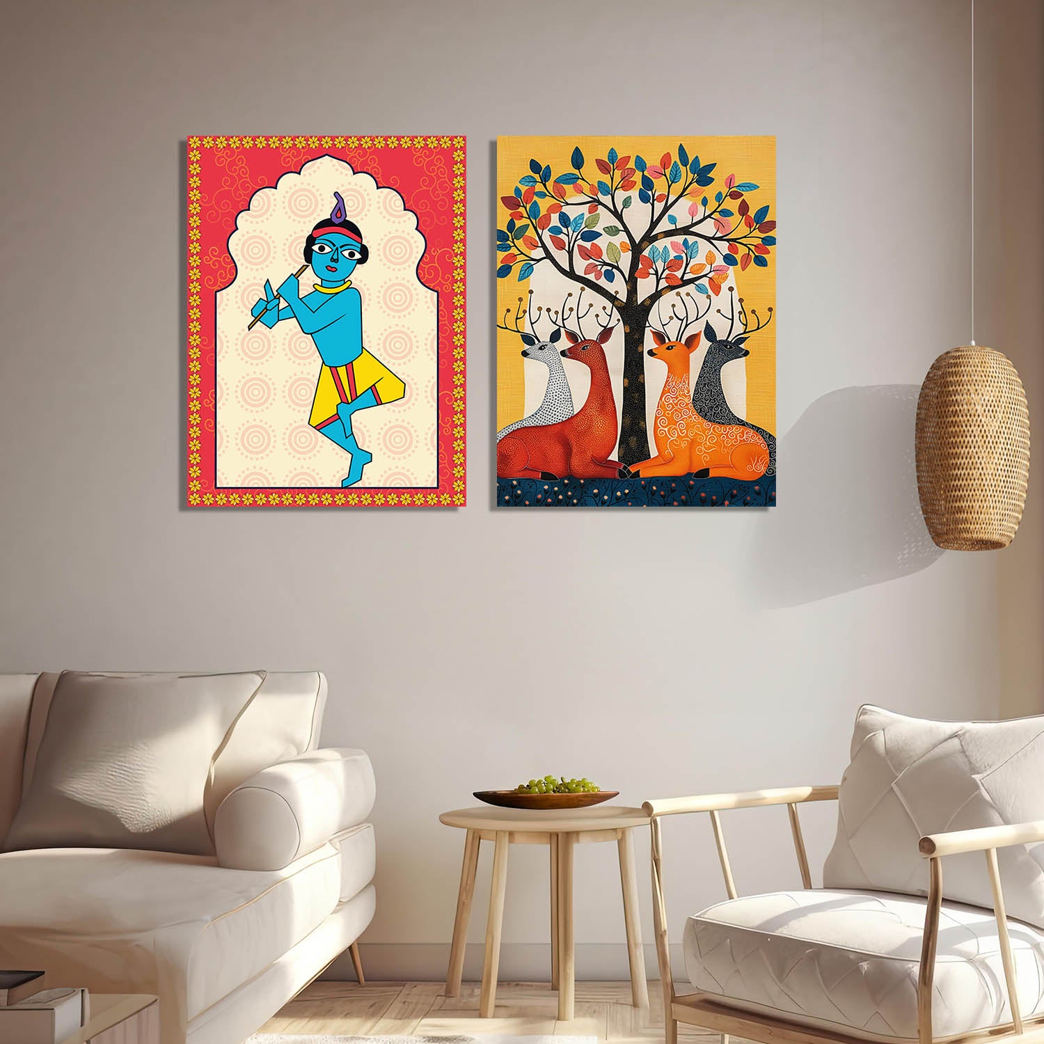 Traditional Indian Folk Art Gond Art Canvas Prints For Home Decor