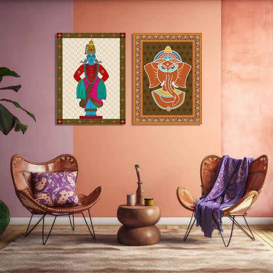 Traditional Indian Folk Art Gond Art Canvas Prints For Home Decor Wall Decor