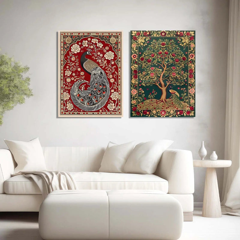 Traditional Indian Folk Art Kalamkari Art Canvas Prints For Home Decor Wall Decor