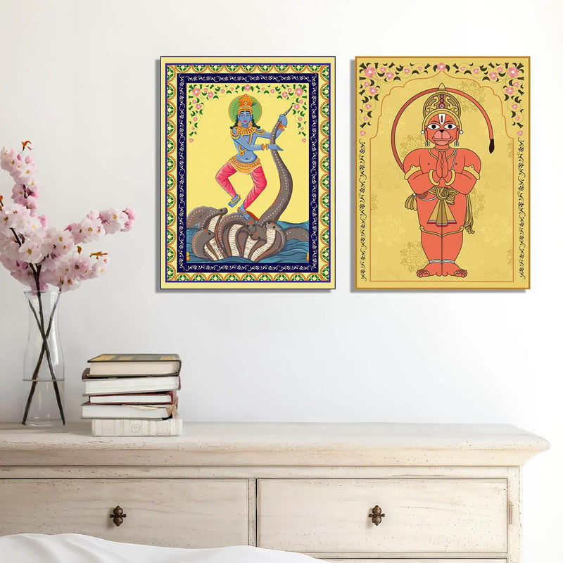 Traditional Indian Pattachitra Art Canvas Prints For Home Decor Wall Decor