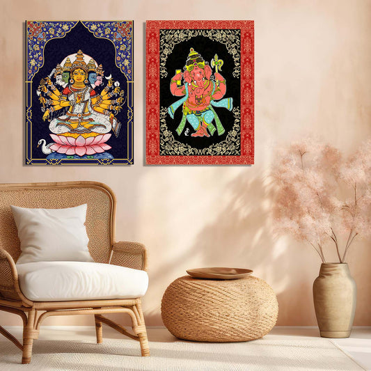 Traditional Indian Pattachitra Art Canvas Prints For Home Decor Wall Decor