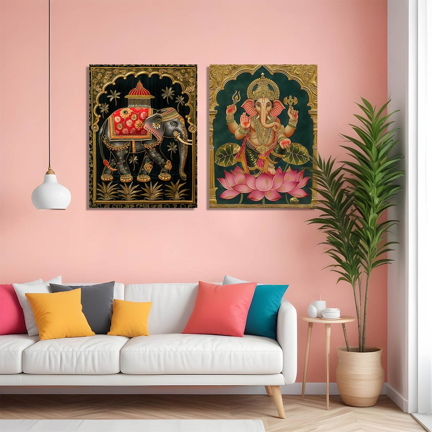 Traditional Indian Tanjore Art Canvas Prints For Home Decor Wall Decor