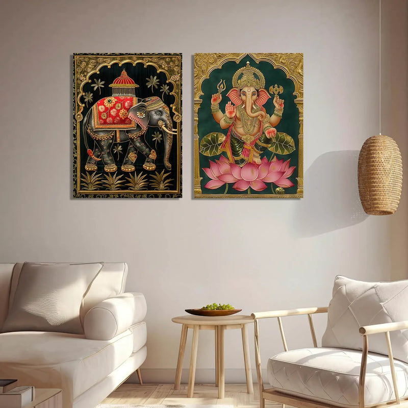 Traditional Indian Tanjore Art Canvas Prints For Home Decor Wall Decor
