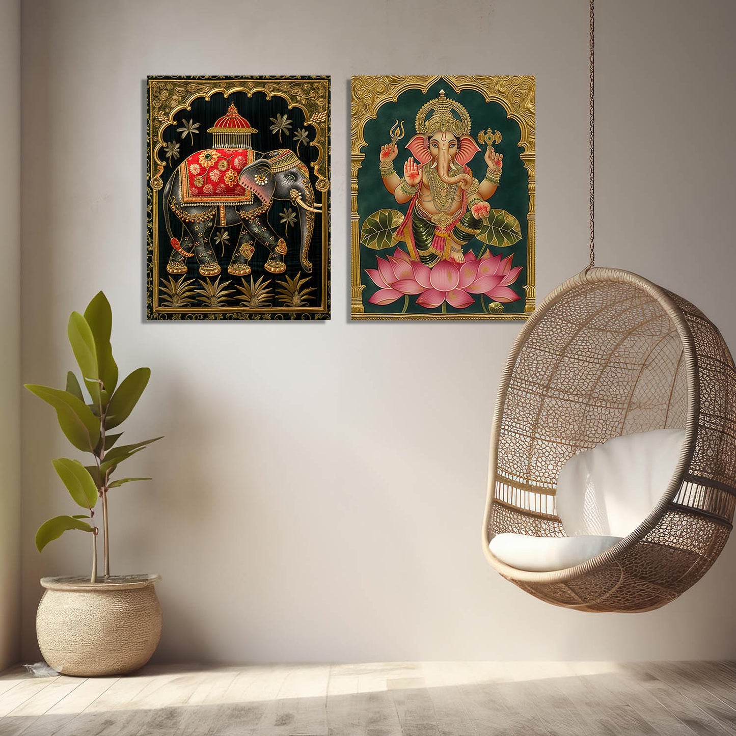 Traditional Indian Tanjore Art Canvas Prints For Home Decor Wall Decor