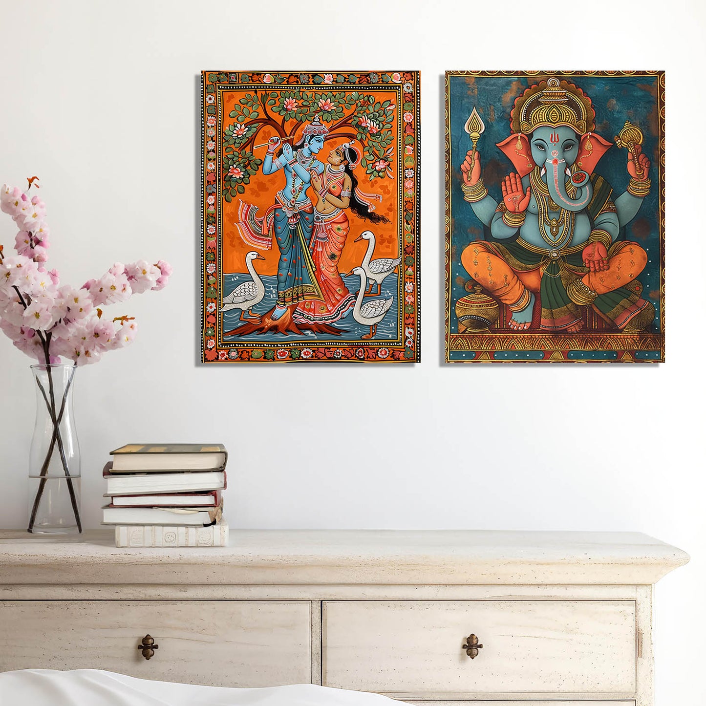 Traditional Indian Tanjore Art Canvas Prints For Home Decor Wall Decor