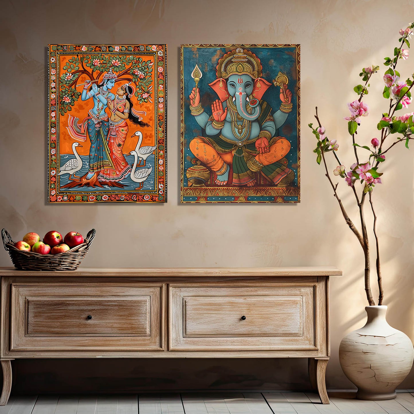 Traditional Indian Tanjore Art Canvas Prints For Home Decor Wall Decor