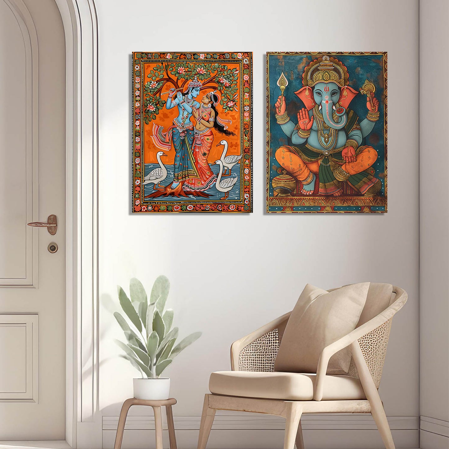 Traditional Indian Tanjore Art Canvas Prints For Home Decor Wall Decor