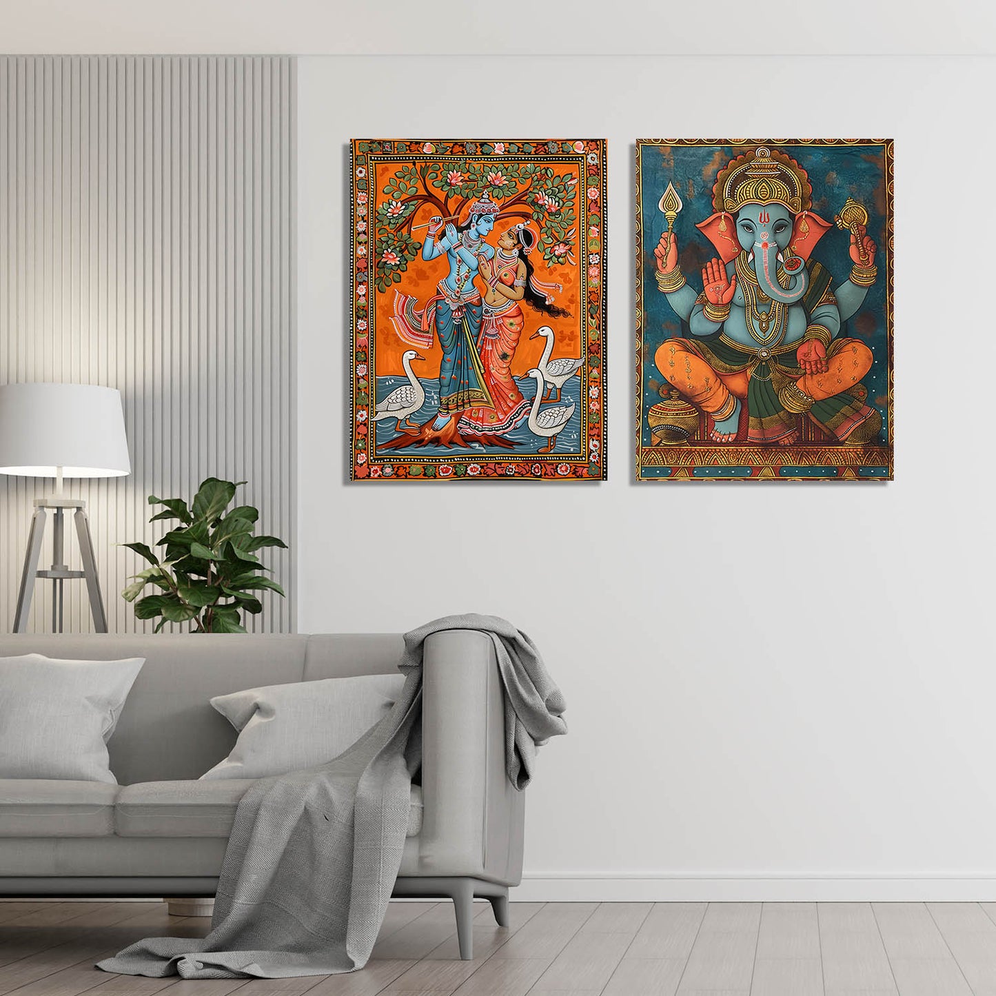 Traditional Indian Tanjore Art Canvas Prints For Home Decor Wall Decor