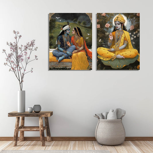 Folk Art Kangra Painting Art Canvas Prints For Home Decor Wall Decor