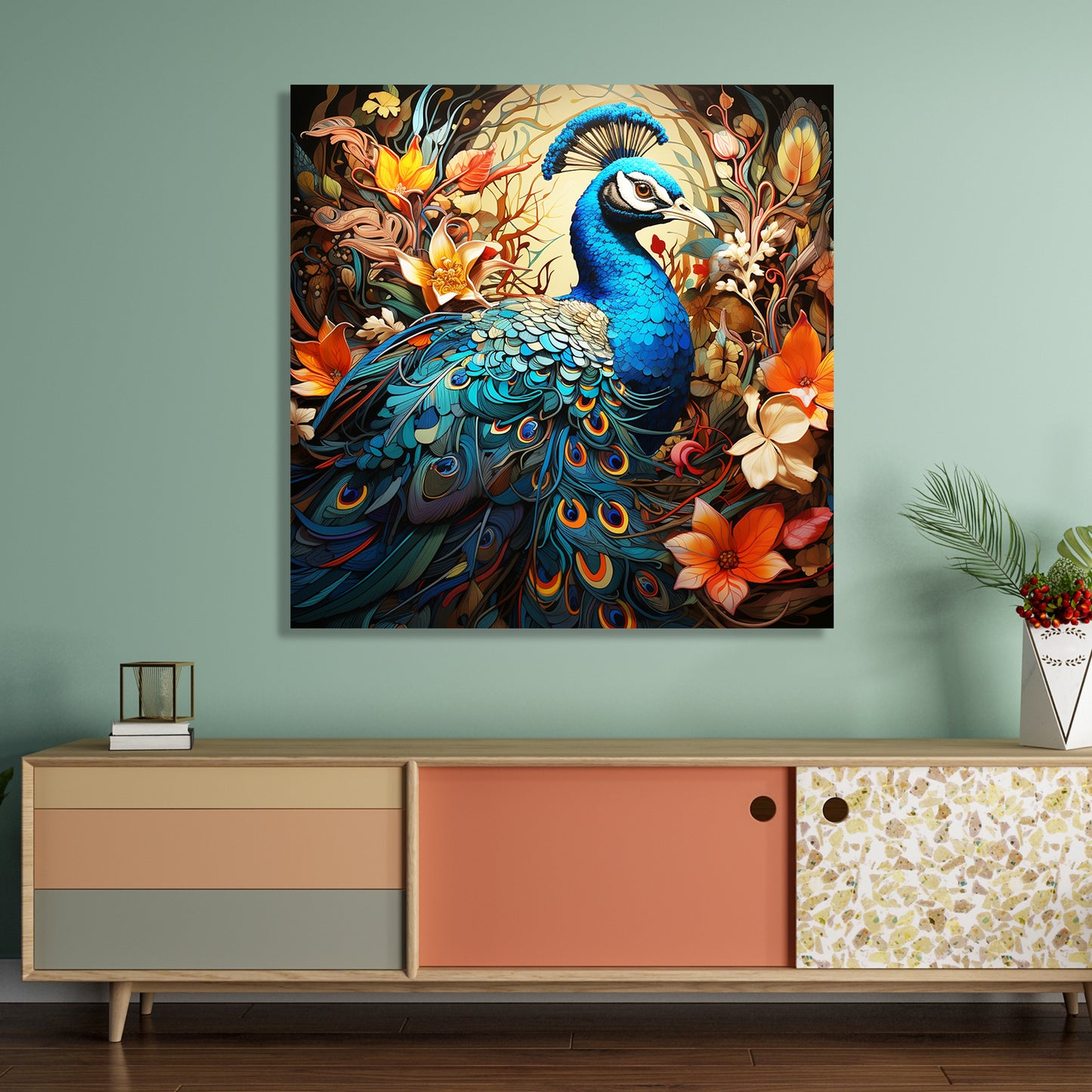 Copy of Vibrant Peacock Art Canvas Print for Living Room Bedroom Home and Office Wall Decor