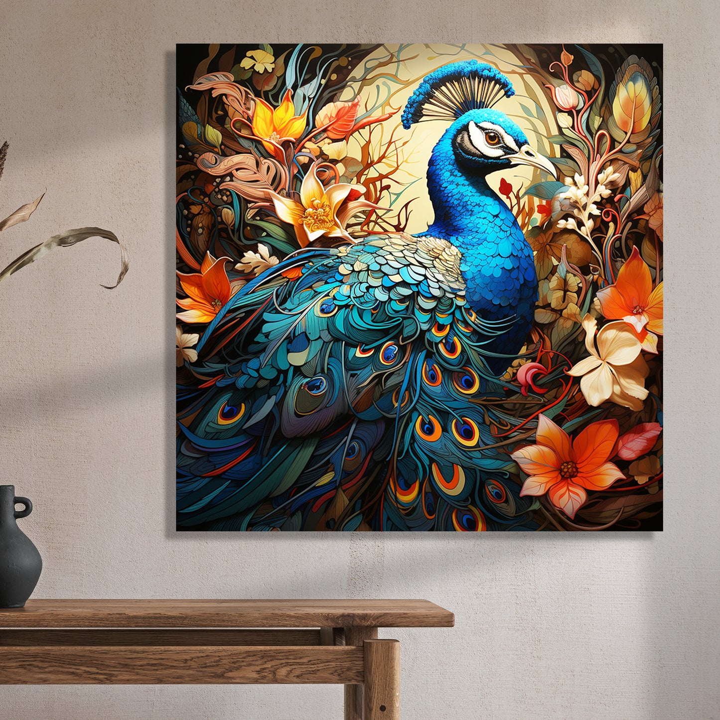 Copy of Vibrant Peacock Art Canvas Print for Living Room Bedroom Home and Office Wall Decor
