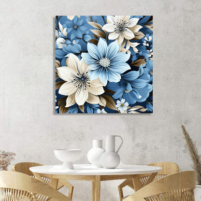 Beautiful Blue Floral Canvas Painting for Living Room Bedroom Home and Office Wall Decor