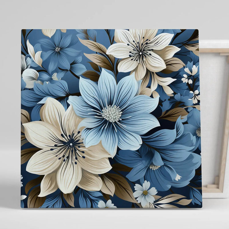 Beautiful Blue Floral Canvas Print for Living Room Bedroom Home and Office Wall Decor