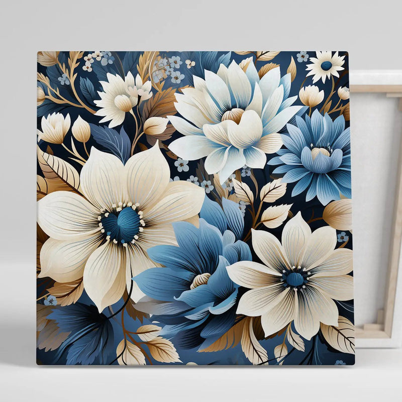 Beautiful Blue Floral Canvas Print for Living Room Bedroom Home and Office Wall Decor